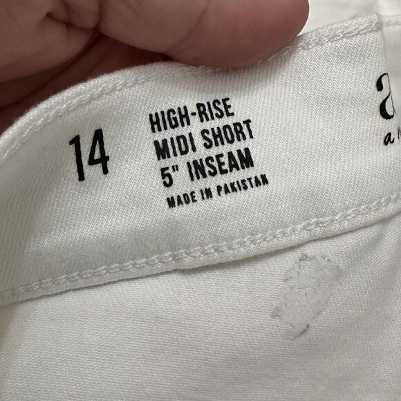 ANA High Rise Midi Short 14 White 5" Inseam Rolled Cuff Summer Chino Pockets NEW - Picture 8 of 9